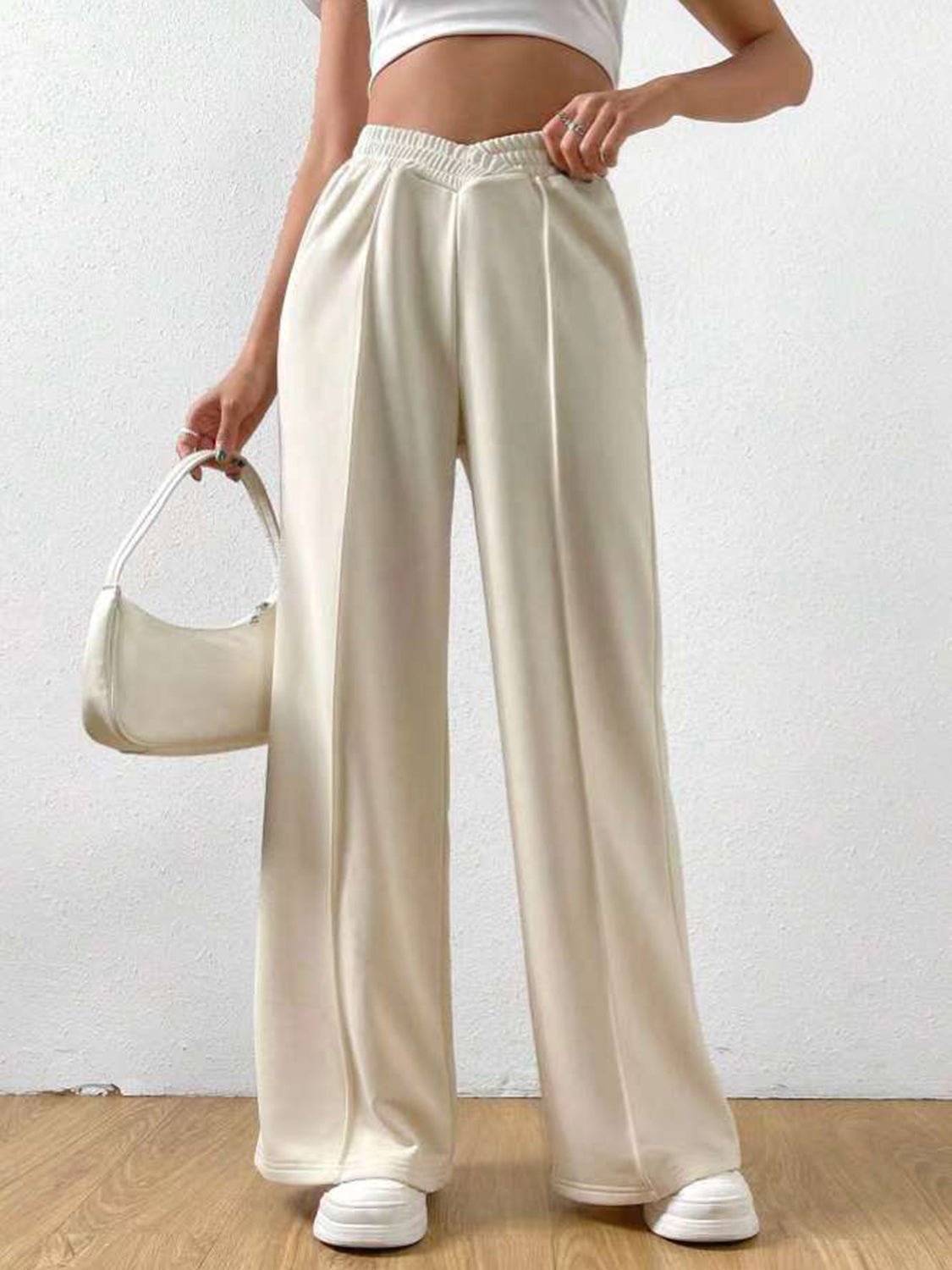 Elastic Waist Wide Leg Pants