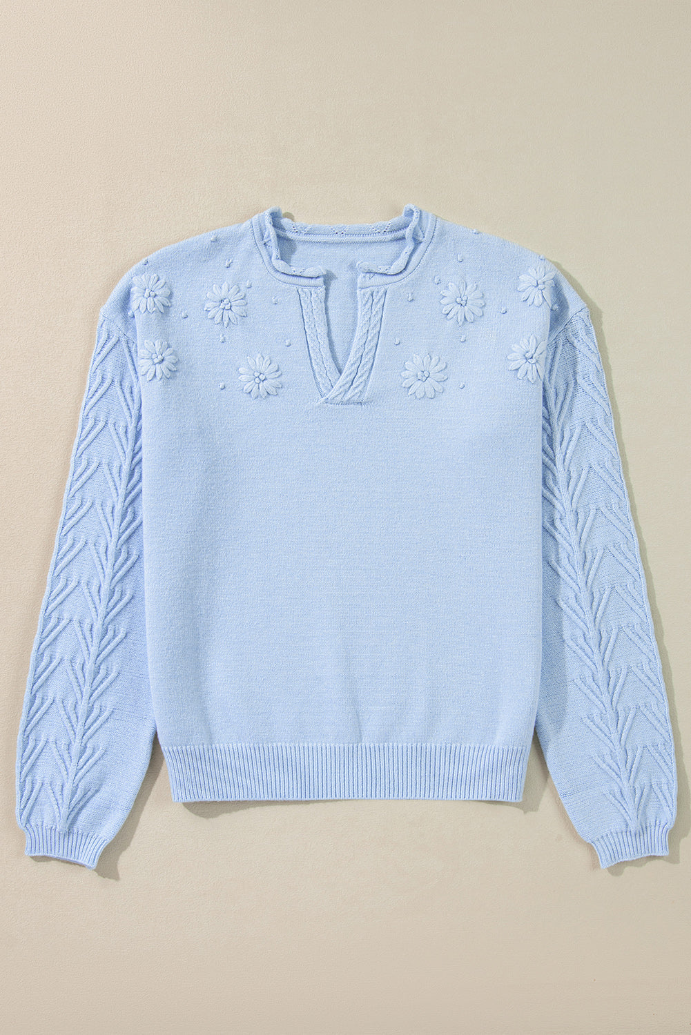 Daisy Notched Long Sleeve Sweater